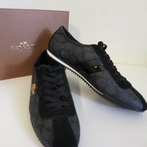 Coach Ivy Sneaker Pebble Black Smoke Athletic Shoes NWB